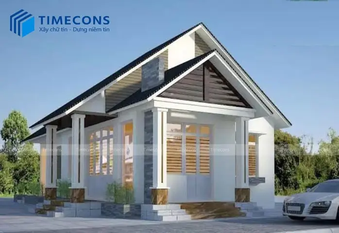 Thiết Kế Nhà Ống 1 Tầng 3 Phòng Ngủ Mái Thái