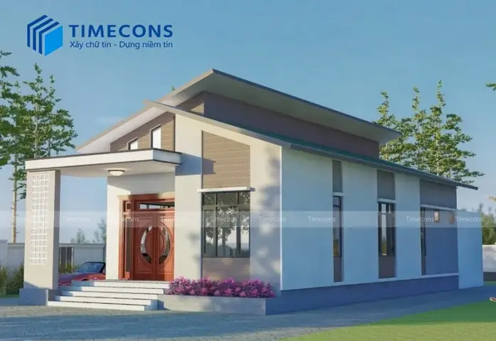 Thiết Kế Nhà Ống 1 Tầng 3 Phòng Ngủ Mái Lệch