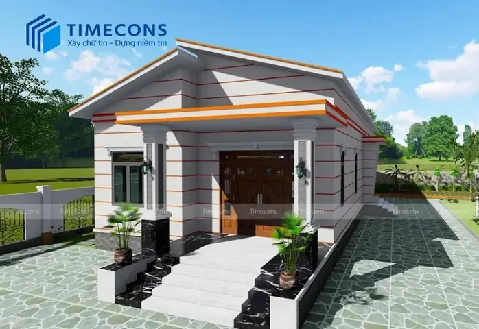 Thiết Kế Nhà Ống 1 Tầng 3 Phòng Ngủ Mái Lệch