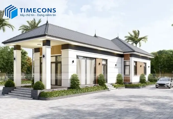 10. Thiết Kế Nhà Ống 1 Tầng 3 Phòng Ngủ Mái Nhật