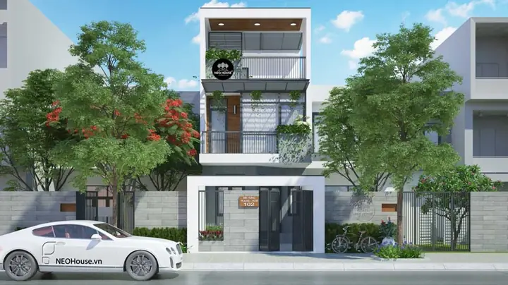 Mẫu Nhà Ống 2 Tầng 80m2 Có Sân Thượng