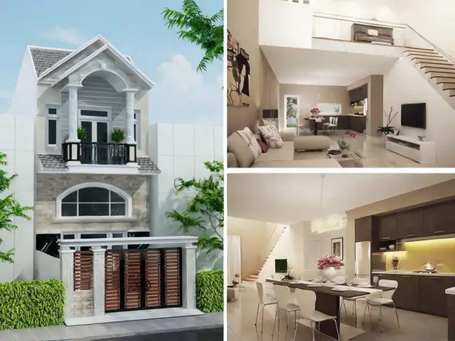 Mẫu Nhà Ống 2 Tầng Có Gác Lửng Đẹp