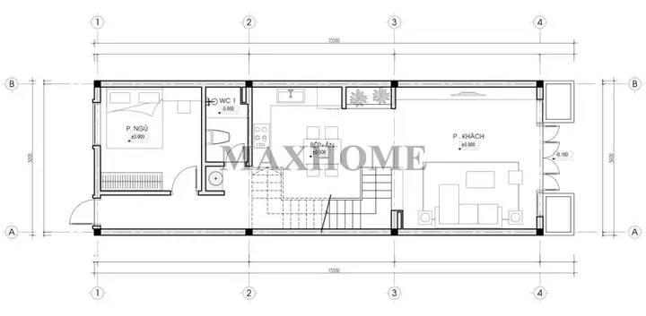 Mẫu Nhà Ống Ngang 5m