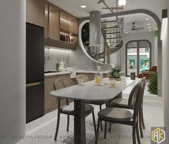 Bố Trí Nội Thất Phòng Ăn Tiện Lợi Với Tủ Bếp Chữ L