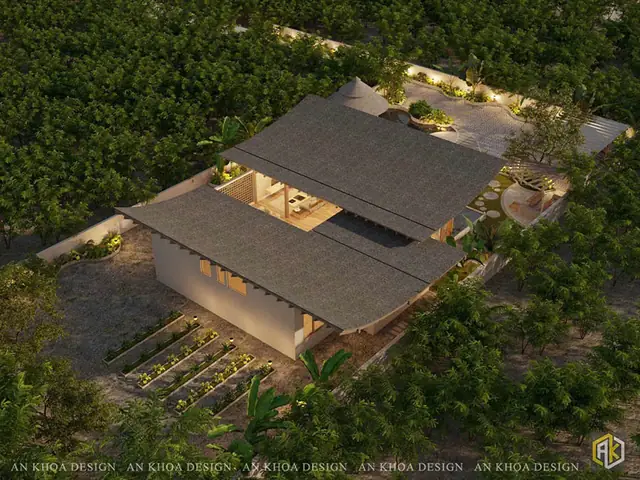 Thiết Kế Nhà Phố 1 Tầng Mái Lệch Độc Đáo