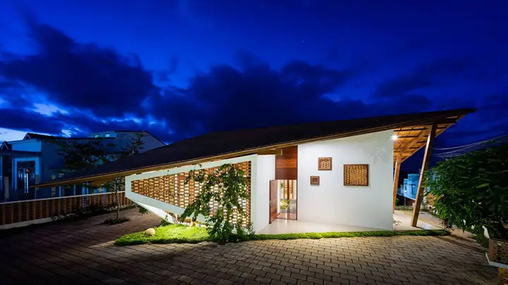 Thiết Kế Nhà Phố 1 Tầng Mái Lệch Độc Đáo