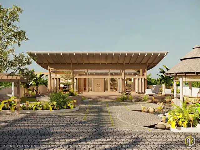 Thiết Kế Nhà Phố 1 Tầng Mái Lệch Độc Đáo