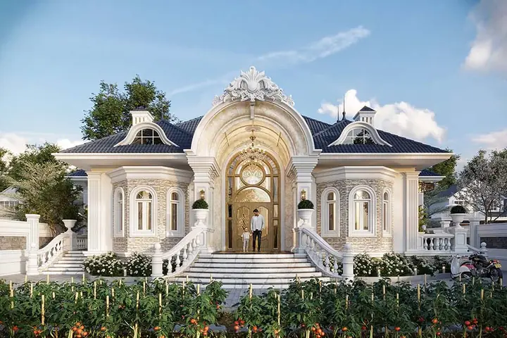 Thiết Kế Nhà Phố 1 Tầng Kiểu Biệt Thự Châu Âu