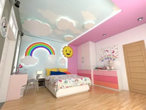 Những Mẫu Trần Thạch Cao Giật Cấp Đẹp Cho Phòng Ngủ Của Bé