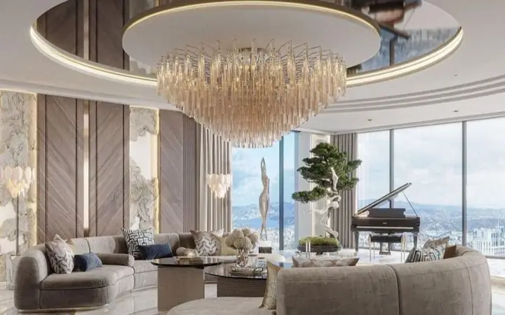 Trần Thạch Cao Hình Tròn Kết Hợp Gương