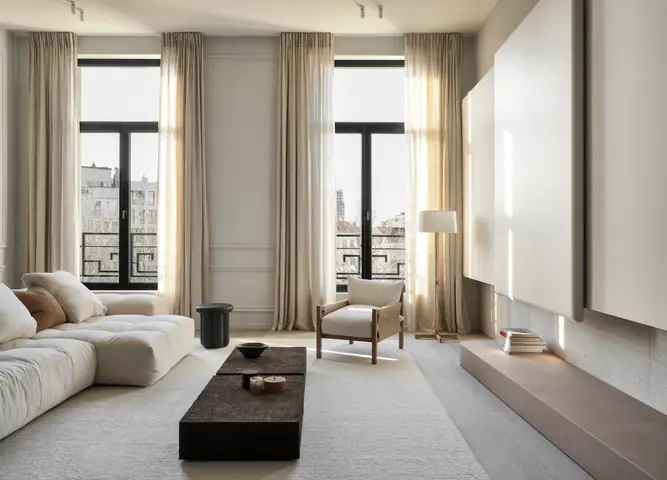 Mẫu 1: Trang Trí Phòng Khách Đẹp Cho Nhà Cấp 4 Với Rèm Cửa