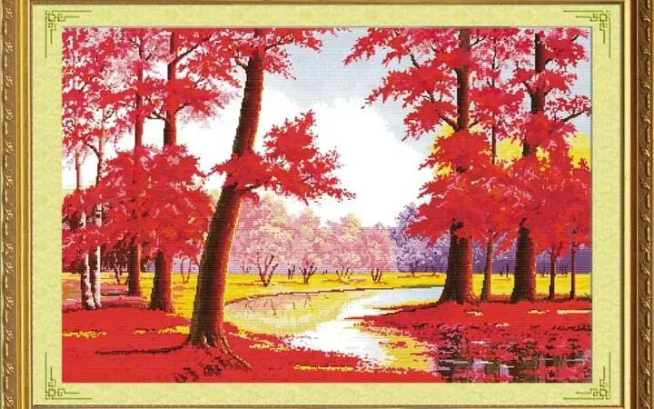 Tranh Rừng Phong Lá Đỏ