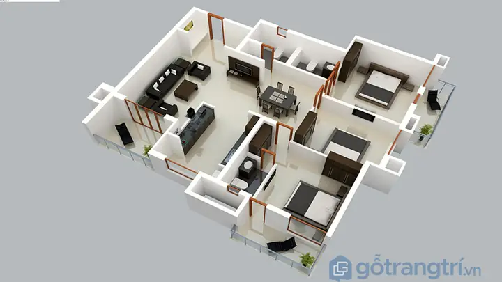 Thiết Kế Căn Hộ 3 Phòng Ngủ: Mẫu Số 6