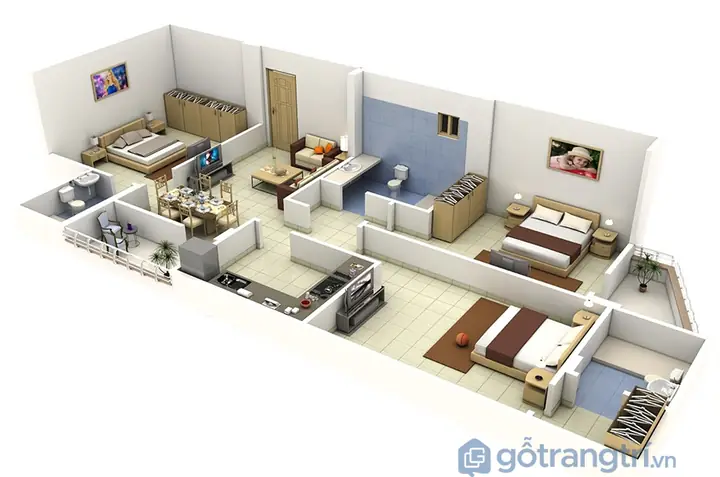 Thiết Kế Căn Hộ 3 Phòng Ngủ: Mẫu Số 3