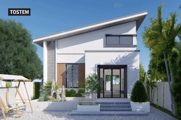 Mẫu Nhà Ống 1 Tầng Mái Xéo