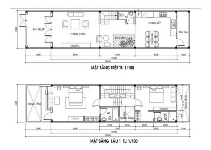 Tham Khảo Một Số Bản Vẽ Bố Trí Công Năng Nhà 1 Trệt 1 Lầu 4×10 Ấn Tượng Nhất