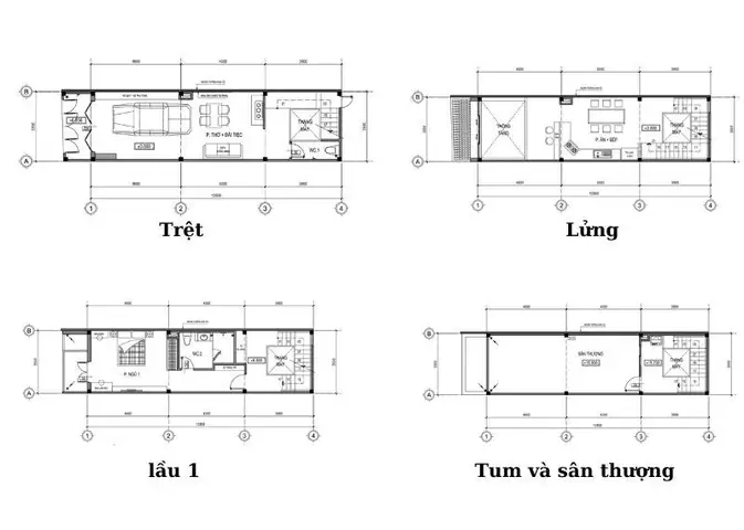 Tham Khảo Một Số Bản Vẽ Bố Trí Công Năng Nhà 1 Trệt 1 Lầu 4×10 Ấn Tượng Nhất
