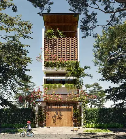 Mẫu Nhà 1 Trệt 1 Lầu 4×10 Có Gác Lửng Với Thiết Kế Không Gian Xanh