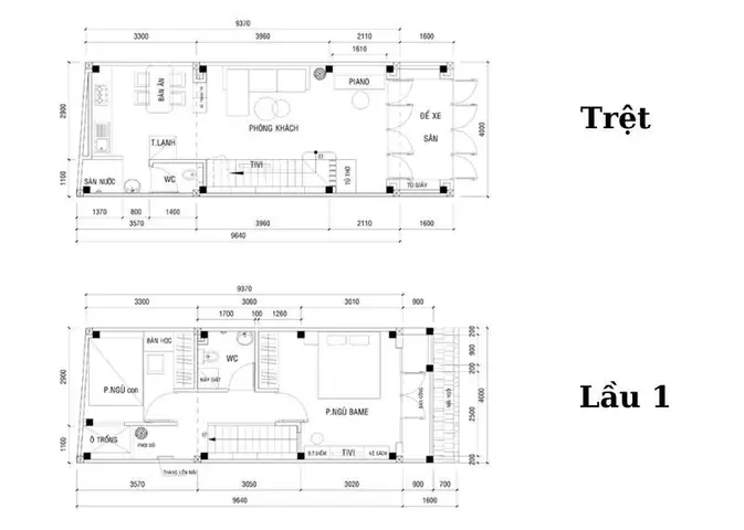 Tham Khảo Một Số Bản Vẽ Bố Trí Công Năng Nhà 1 Trệt 1 Lầu 4×10 Ấn Tượng Nhất