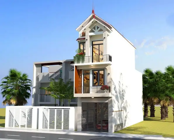 Mẫu Nhà Ống 1 Trệt 2 Lầu Mái Thái 4x12m