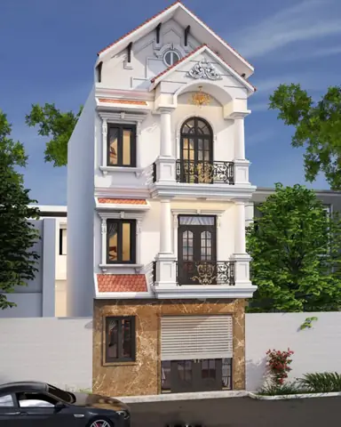 Nhà 1 Trệt 2 Lầu Tân Cổ Điển Mái Thái