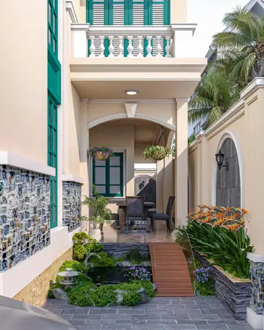 Mẫu Nhà 1 Trệt 2 Lầu 5×20 Mái Thái Kiểu Chữ L