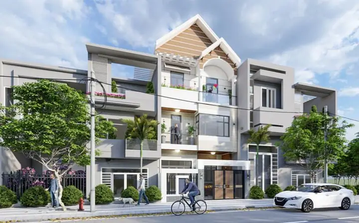 Mẫu Nhà Mái Thái 1 Trệt 2 Lầu Ngang 6m Ở Long Xuyên