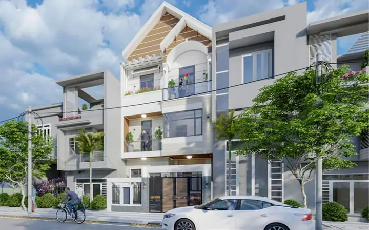 Mẫu Nhà Mái Thái 1 Trệt 2 Lầu Ngang 6m Ở Long Xuyên