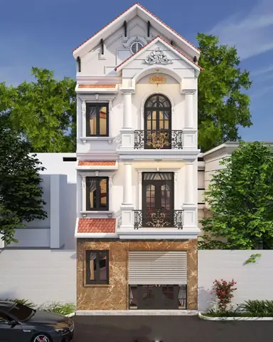 Nhà 1 Trệt 2 Lầu Tân Cổ Điển Mái Thái