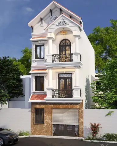 Nhà 1 Trệt 2 Lầu Tân Cổ Điển Mái Thái