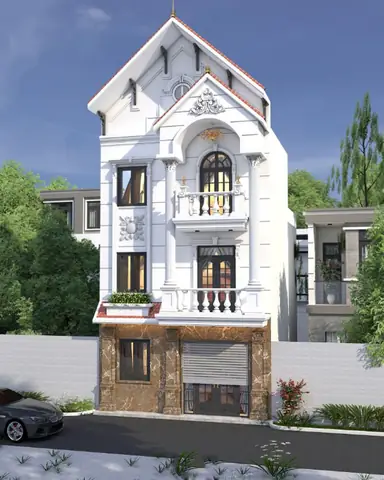 Mẫu Nhà Đẹp 1 Trệt 2 Lầu Mặt Tiền 5m Mái Thái Có 3 Phòng Ngủ