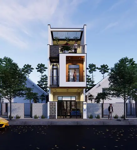 Thiết Kế Nhà 2 Tầng Mặt Tiền 5m Đẹp