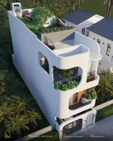 Mẫu Thiết Kế Nhà 3 Tầng Có Sân Thượng Mặt Tiền 6m