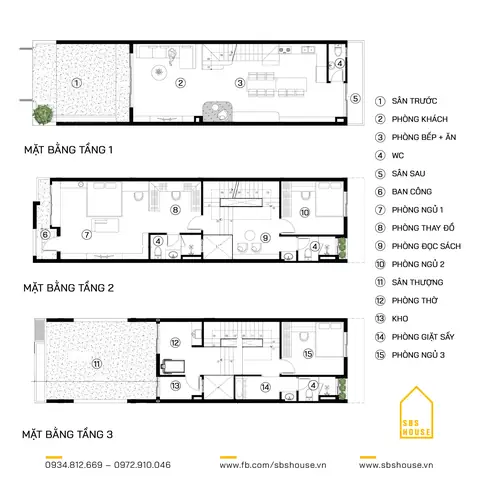 Mẫu Nhà Ống 3 Tầng Có Sân Thượng Đẹp