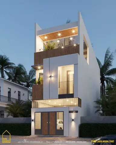 Mẫu Nhà Ống 3 Tầng Có Sân Thượng Đẹp
