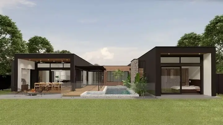 Mẫu Nhà Cấp 4 Hình Chữ U Mái Bằng Mẫu Nhà Cấp 4 Hình Chữ U Mái Bằng