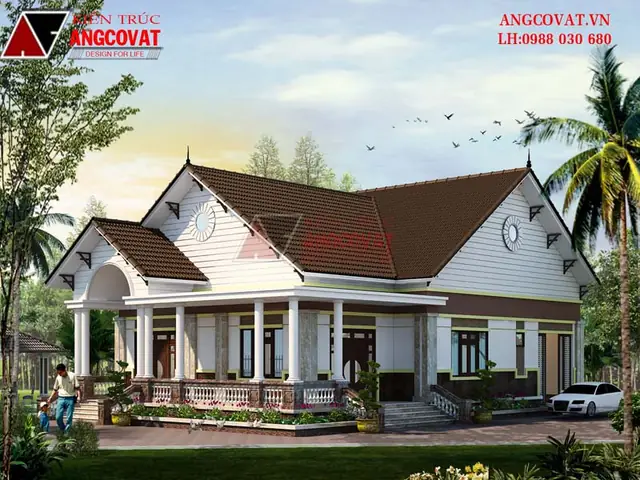 Mẫu 12: Mẫu Nhà Cấp 4 Có Phòng Thờ Mái Thái Sang Trọng Mẫu 12: Mẫu Nhà Cấp 4 Có Phòng Thờ Mái Thái Sang Trọng