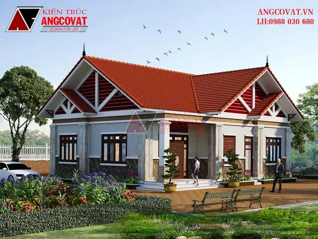 Mẫu 9: Tư Vấn Thiết Kế Nhà Cấp 4 Có Phòng Thờ Đẹp Mái Ngói Mẫu 9: Tư Vấn Thiết Kế Nhà Cấp 4 Có Phòng Thờ Đẹp Mái Ngói