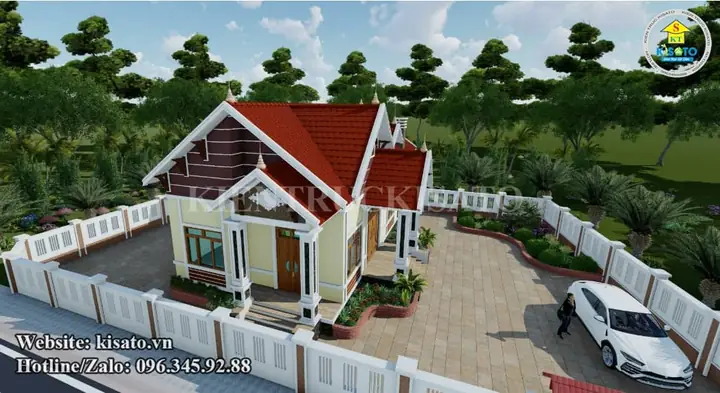 Phối Cảnh 3d Mẫu Nhà Cấp 4 Đẹp Mái Thái 3 Phòng Ngu Đẹp Tại Hải Phòng