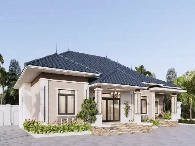 Mẫu Nhà Cấp 4 Mái Nhật 4 Phòng Ngủ Hiện Đại