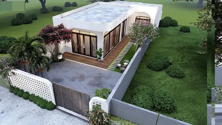 24. Mẫu Nhà Cấp 4 Nông Thôn Đơn Giản Chữ L