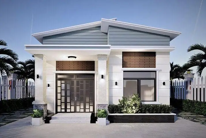 12. Mẫu Nhà Vườn Cấp 4 Nông Thôn Mái Lệch