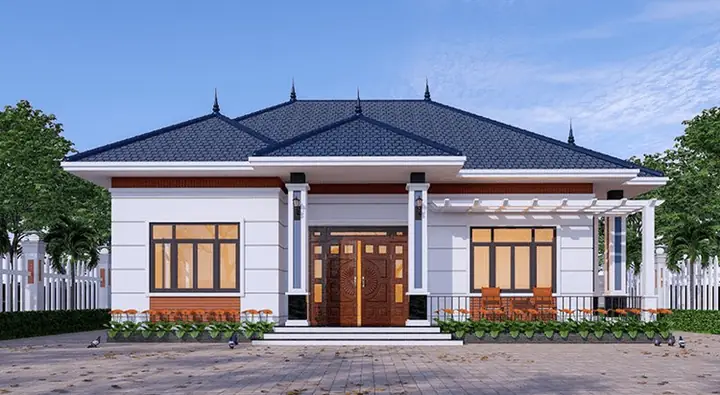 11. Mẫu Nhà Vườn Cấp 4 Nông Thôn Mái Nhật