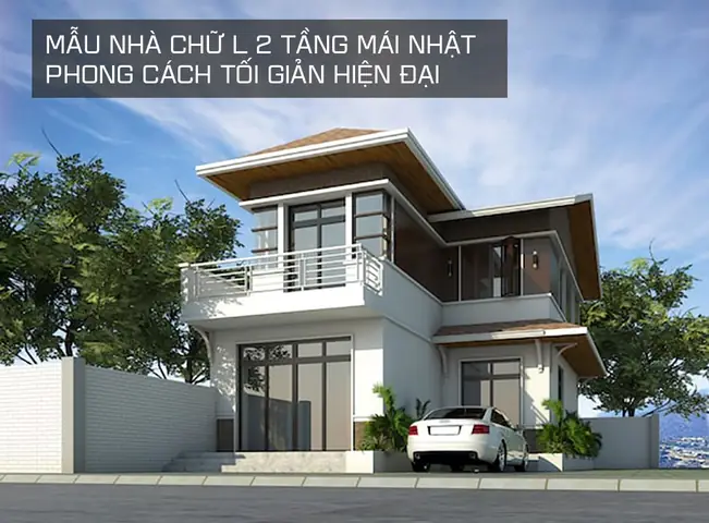 Mẫu 3: Nhà 2 Tầng Chữ L Mái Nhật