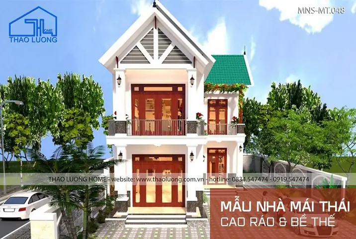 Mẫu 2: Nhà 2 Tầng Chữ L Mái Thái