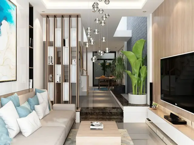 Mẫu 2: Phòng Khách Với Giếng Trời, Trồng Cây Xanh Gần Gũi Thiên Nhiên