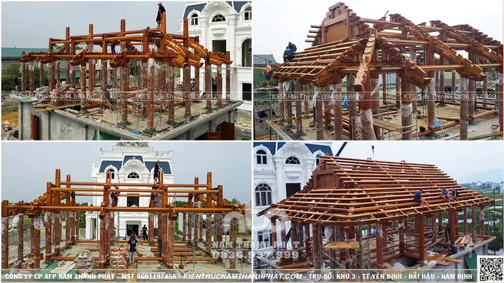 Phối Cảnh Thiết Kế 3d Toàn Bộ Công Trình Nhà Gỗ 3 Gian