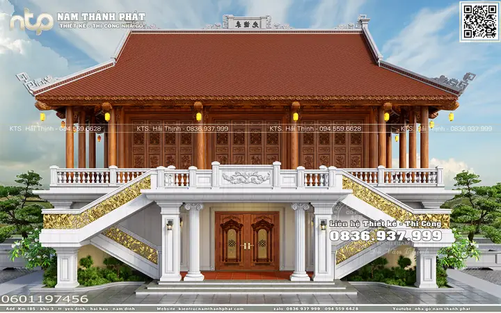 Phối Cảnh Thiết Kế 3d Toàn Bộ Công Trình Nhà Gỗ 3 Gian