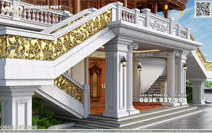 Phối Cảnh Thiết Kế 3d Toàn Bộ Công Trình Nhà Gỗ 3 Gian