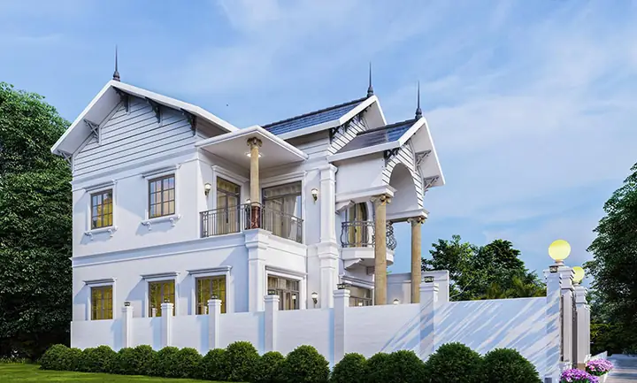 Nhà 1 Trệt 1 Lầu Mái Thái Đẹp Kiến Trúc Cổ Điển